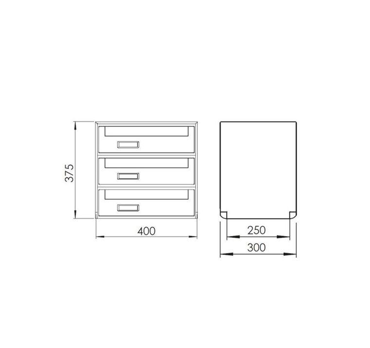 SC6 standard modular letterbox units with rear mail collection - 3 mailboxes