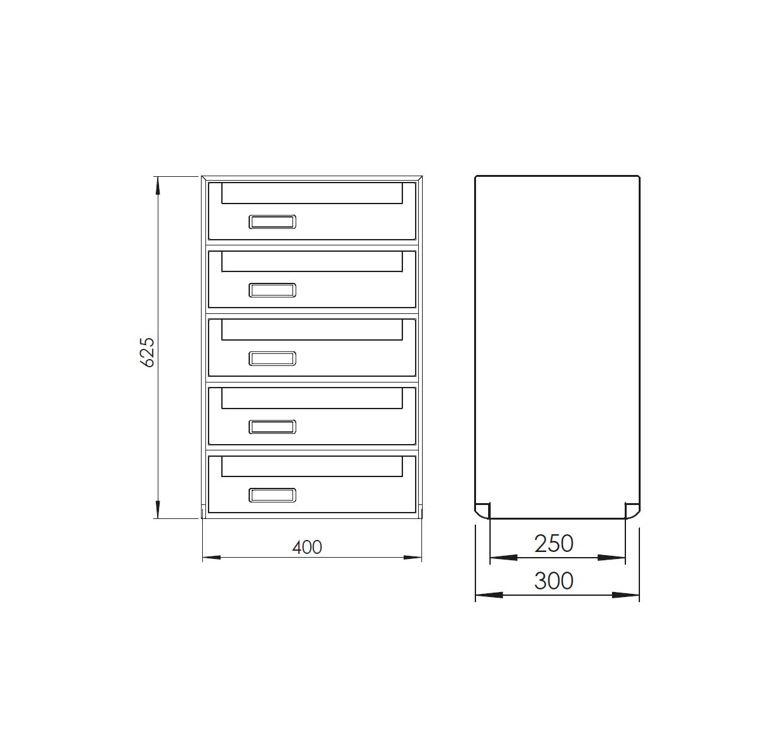 SC6 standard modular letterbox units with rear mail collection – 5 mailboxes