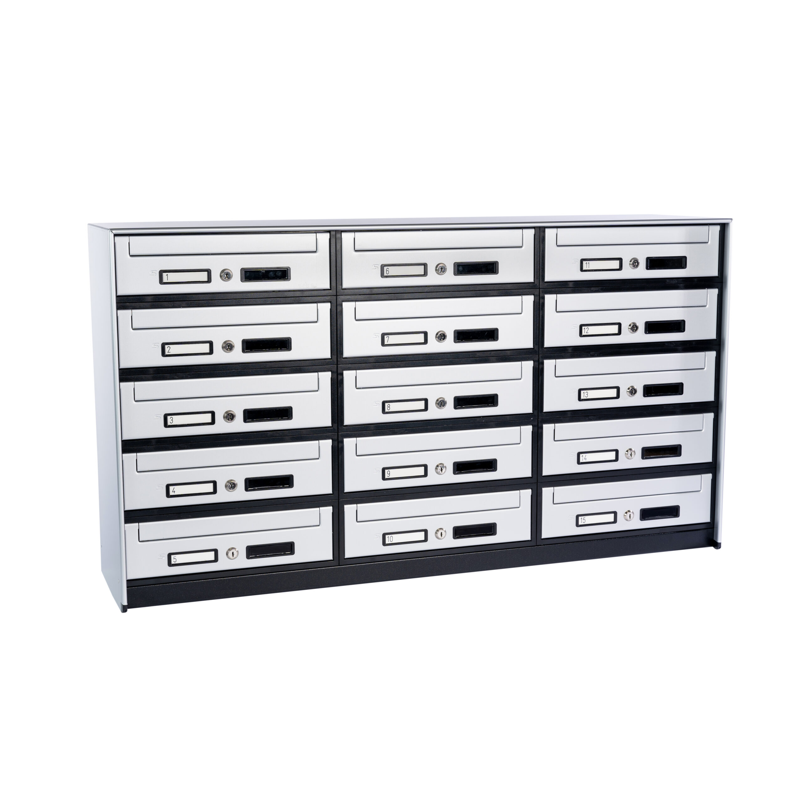 SC5 standard modular letterbox units with front mail collection - 15 mailboxes